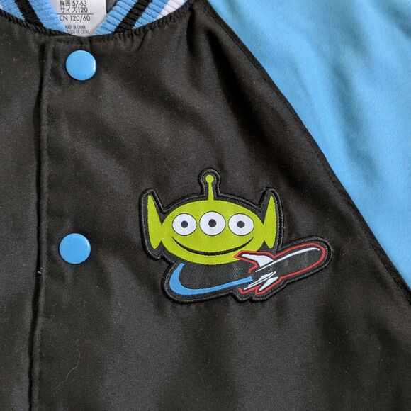 Disney Toy Story Buzz Lightyear Alien Varsity Bomber Jacket Kids 5/6 Insulated - Picture 3 of 8